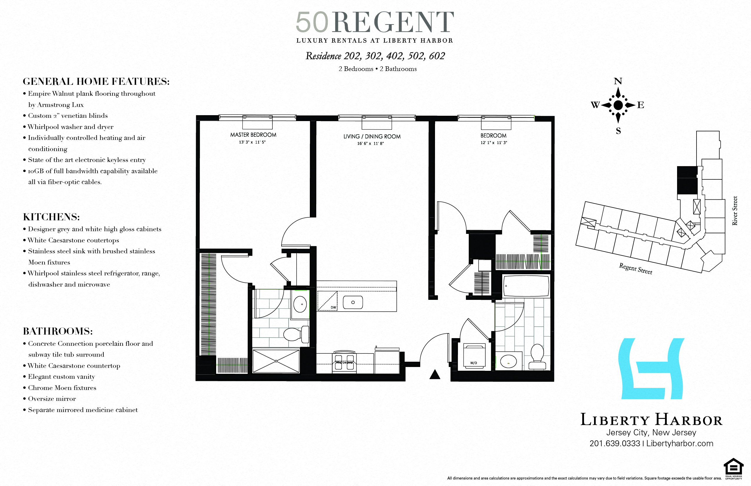 Floor plan for 2 beds, 2 baths, 1001 sqft
